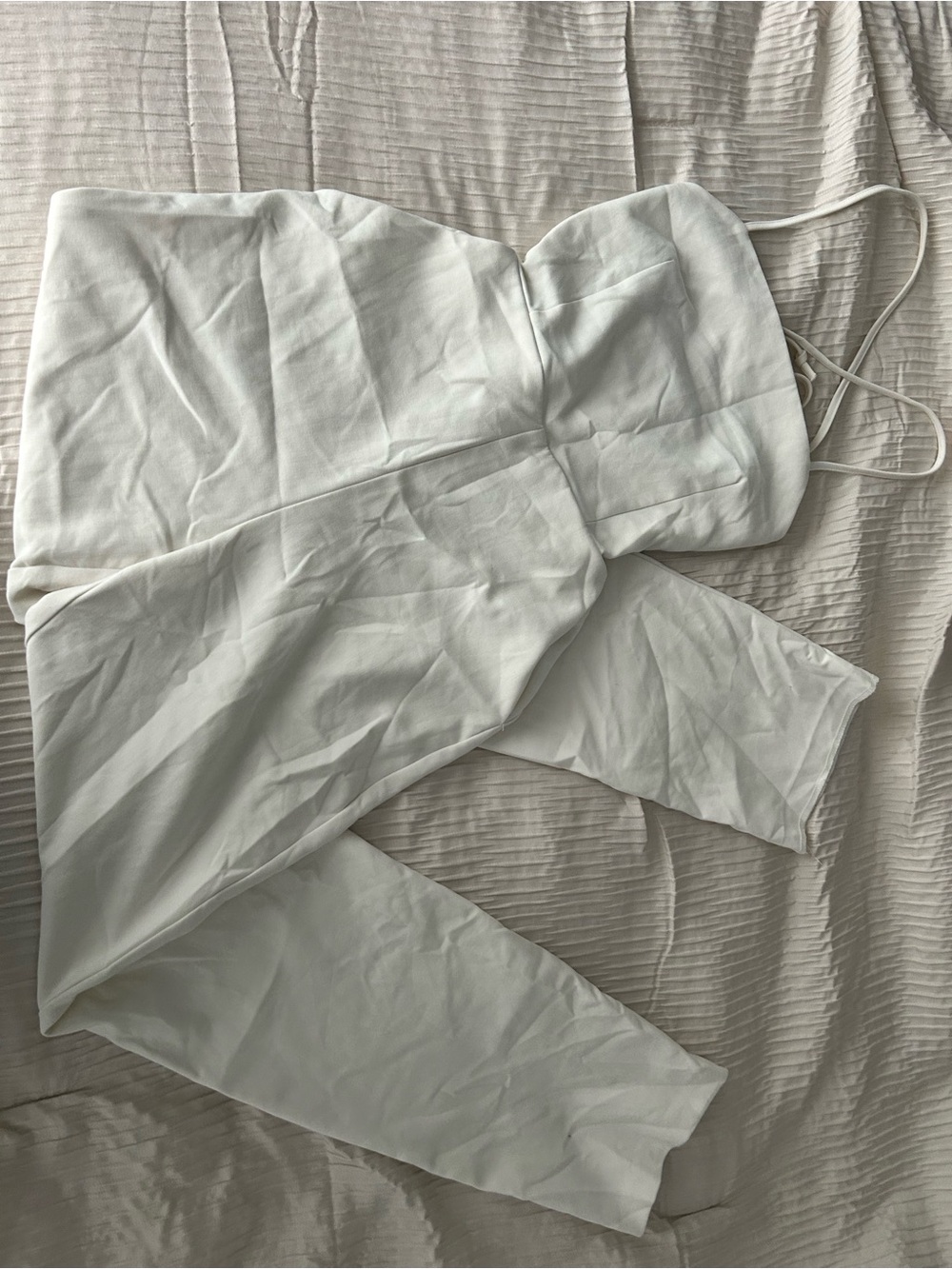 Zara White Strapless Jumpsuit with Thin Shoulder Straps
